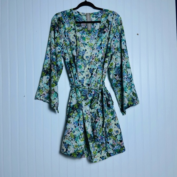 Plum Pretty Sugar Cotton Boho Floral Kimono Bridesmaids Robe Size Large - Picture 5 of 11